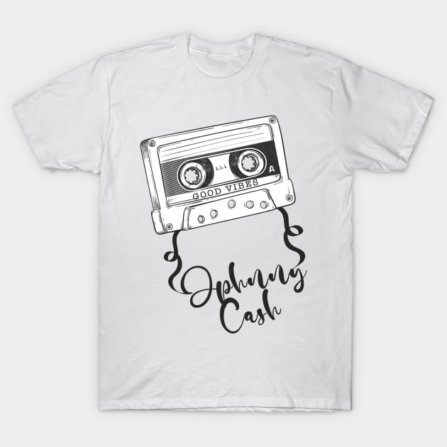 Good Vibes Johnny Cash // Retro Ribbon Cassette T-Shirt by Stroke Line